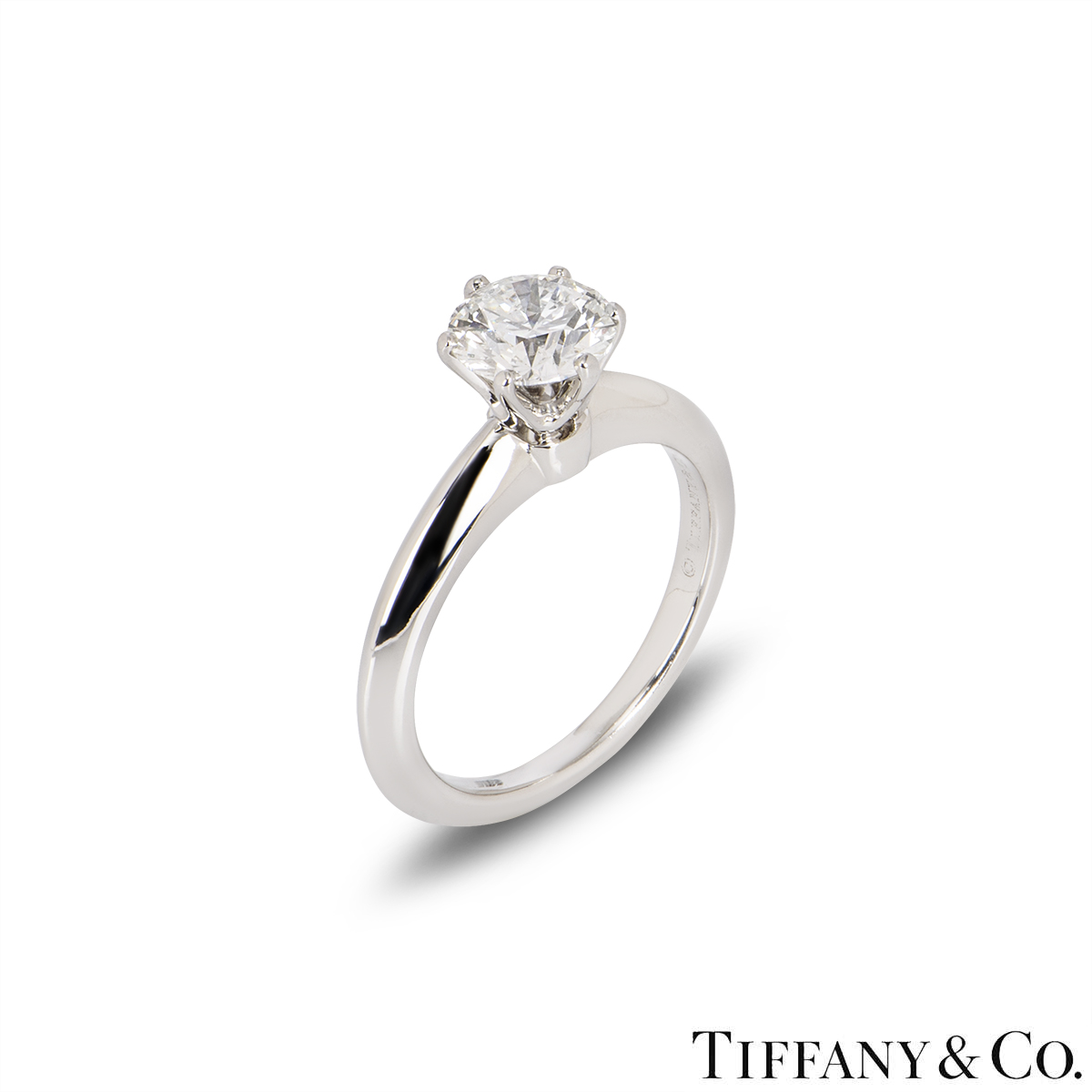 Tiffany & Co. Platinum Round Brilliant Cut Diamond Setting Ring 1.08ct H/VS2 XXX